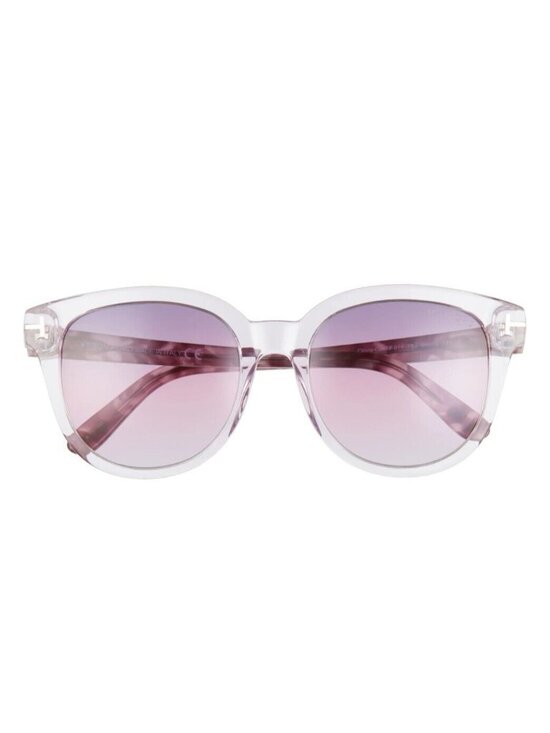 TOM FORD Olivia-02 TF914 78Z 54mm Round Cat Eye Sunglasses Clear Violet Gradient